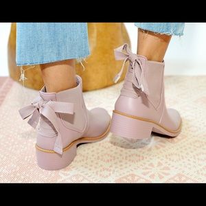 Bernardo Paxton Rain Boot Lace Up Back Pink